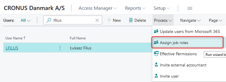 Add Job Roles to single user - Xtbc Docs