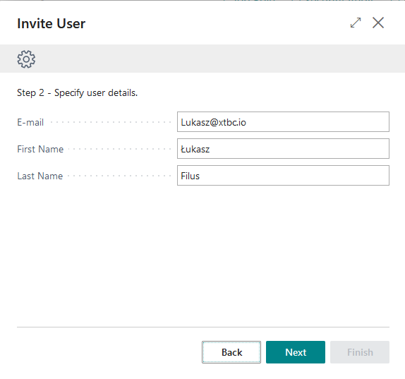 Invite single user into BC - Xtbc Docs
